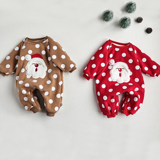 Polka Dot Baby Santa Romper – Perfect for Holiday Cheer!