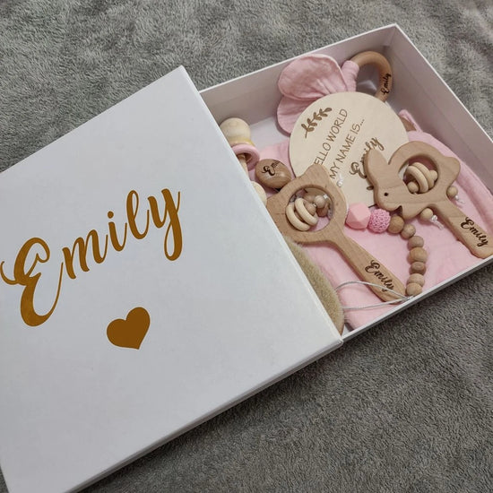 Personalized Wood Hair Brush Baby Girl/Boy Gift Box