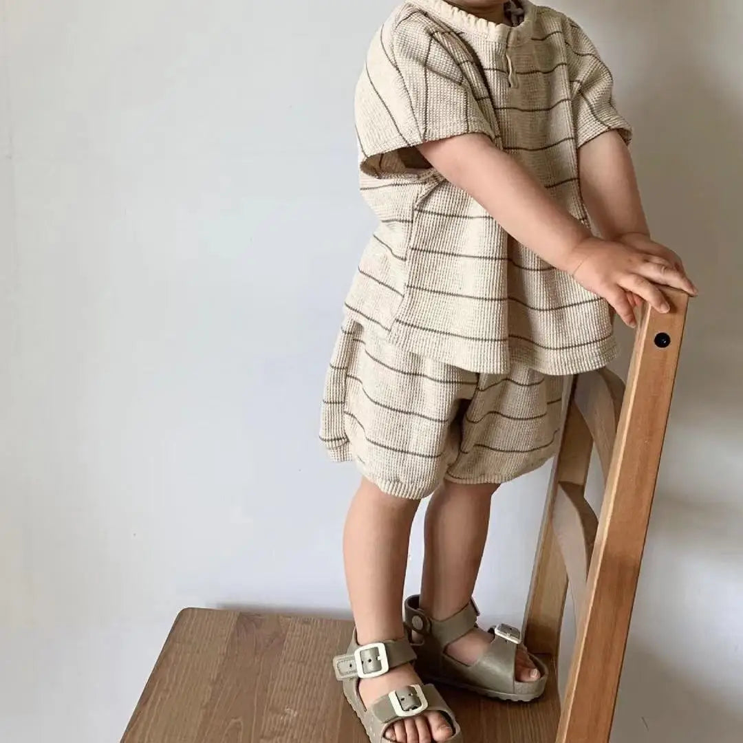Toddler Striped Outfit Set | Baby Boy Summer T-Shirt & Shorts Set
