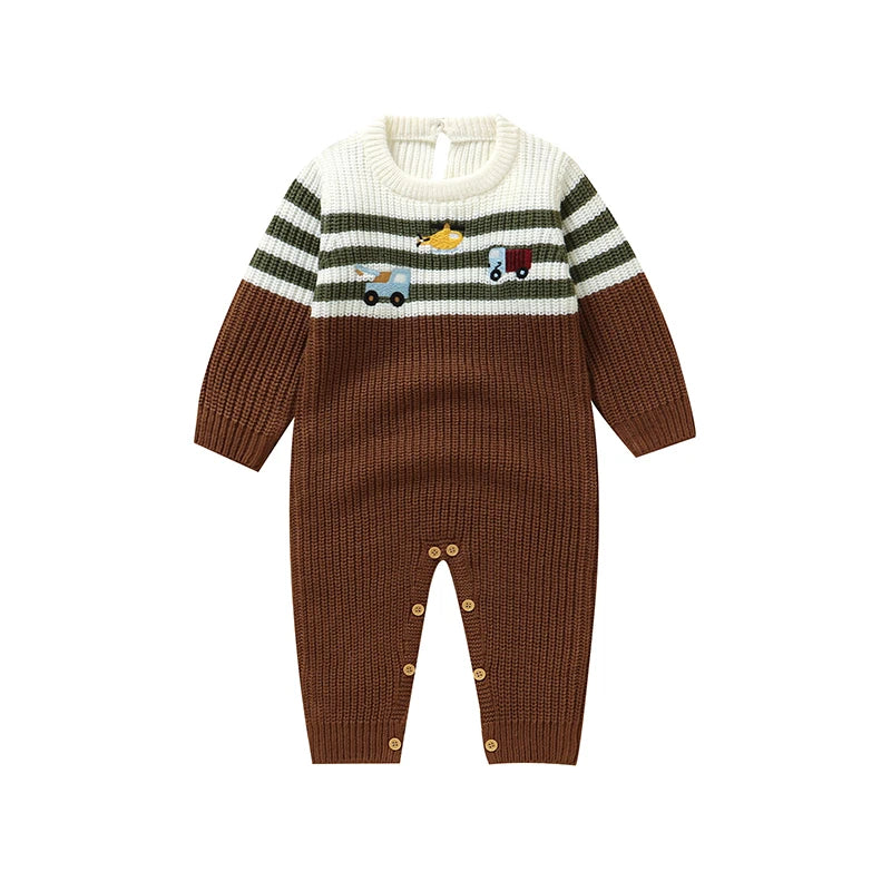 Baby Boy Knit Romper | Winter Newborn Jumpsuit Outfit