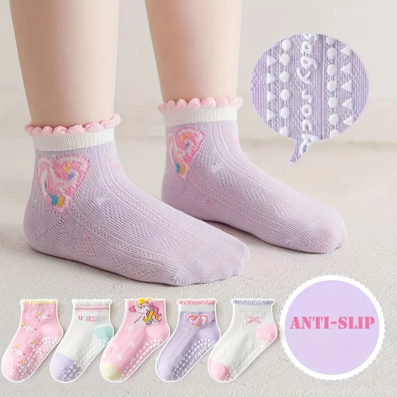 5-Pack Non-Slip Baby Socks | Cute Grip Socks for Infants & Toddlers