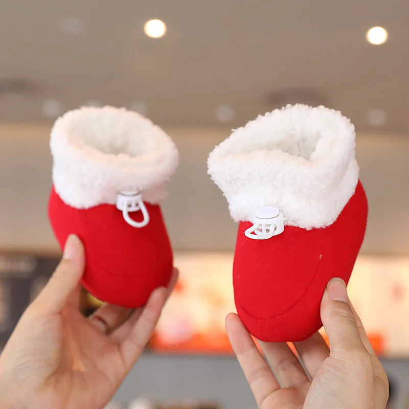 Infant Newborn Booties Santa Foot Socks Baby Christmas Boots Lovely Snowflake Santa Design Winter Warm Slippers Anti-Slip Shoes