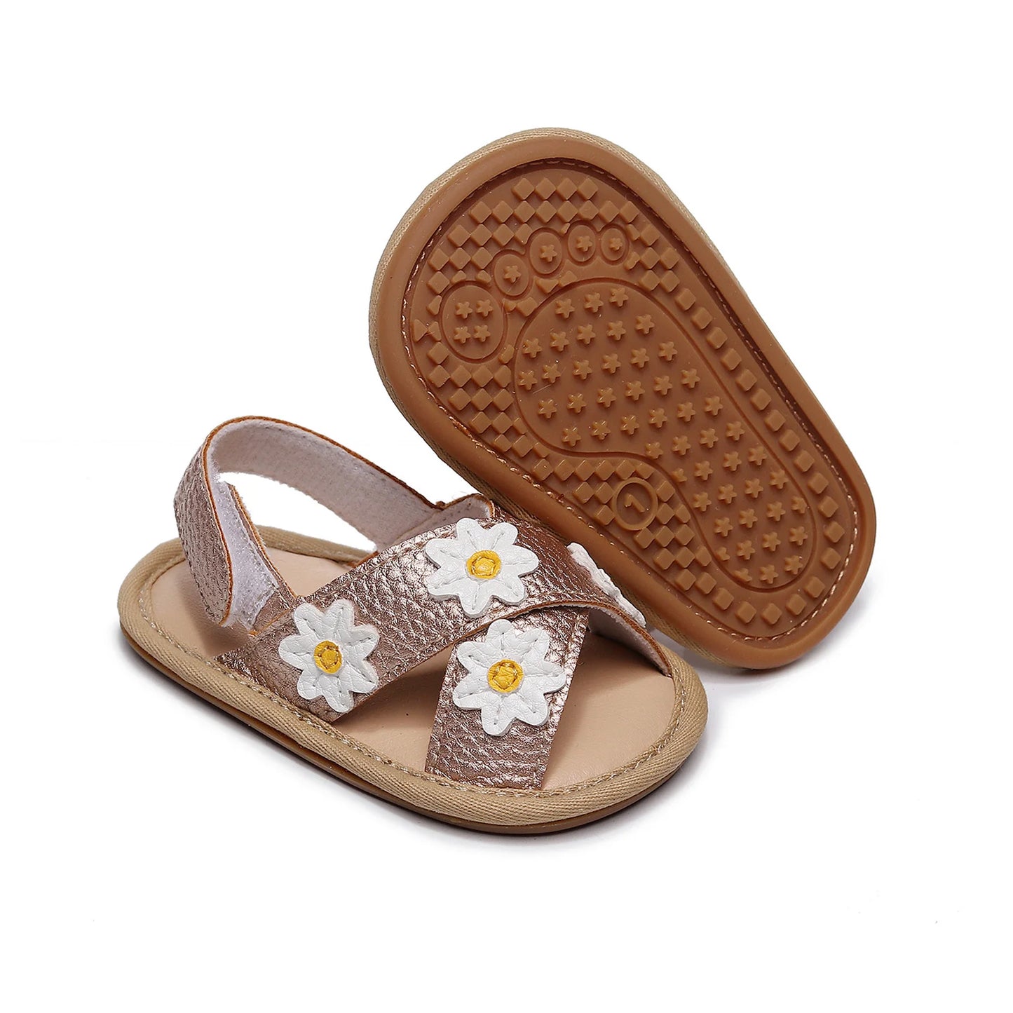 Baby Girl Daisy Sandals | Soft Sole Floral First Walker Shoes | Toddler Summer Sandals (0–24 Months)