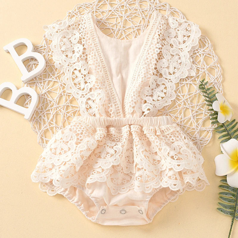 Baby Lace Romper Dress | Cake smash Princess Outfit | Toddler Party Dress