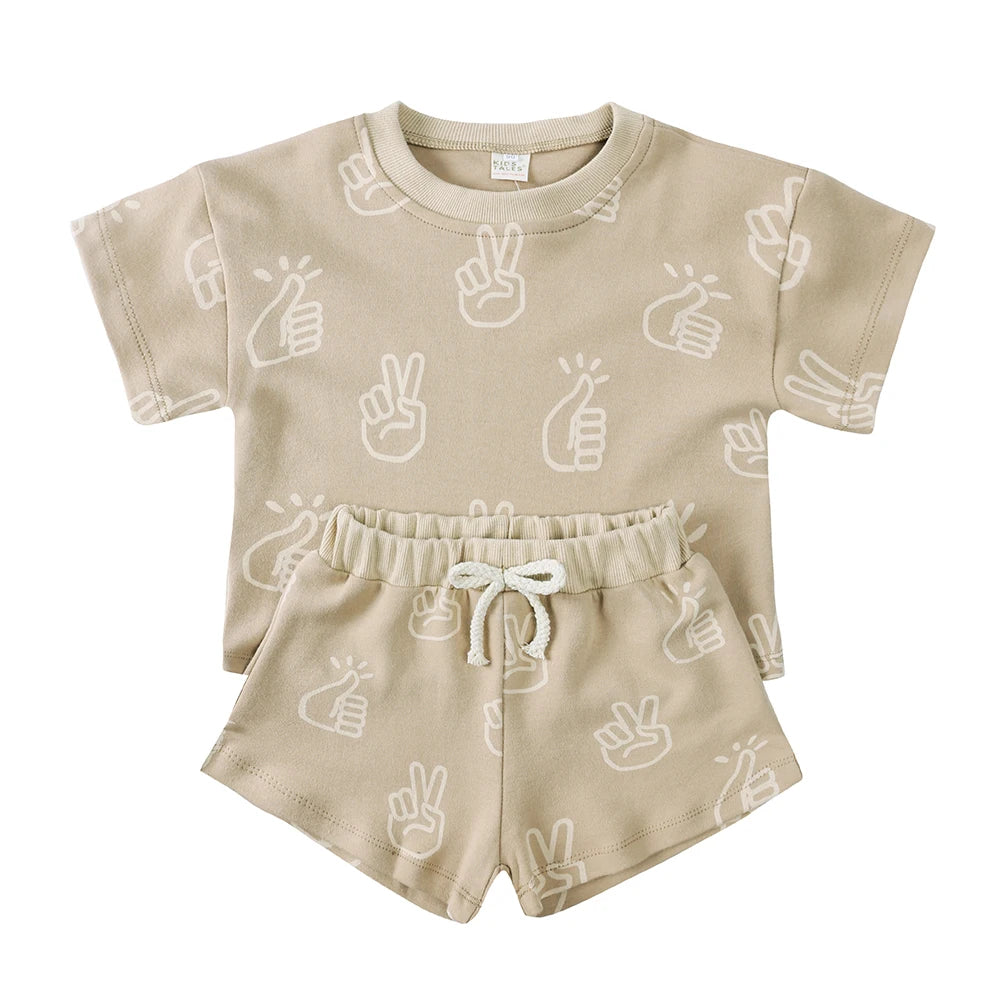 Toddler Summer Outfit Set | Baby Boy Printed T-Shirt & Shorts Matching Set