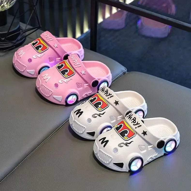 Kids Light-Up Car Clogs – Cartoon Vehicle Sandals for Boys & Girls