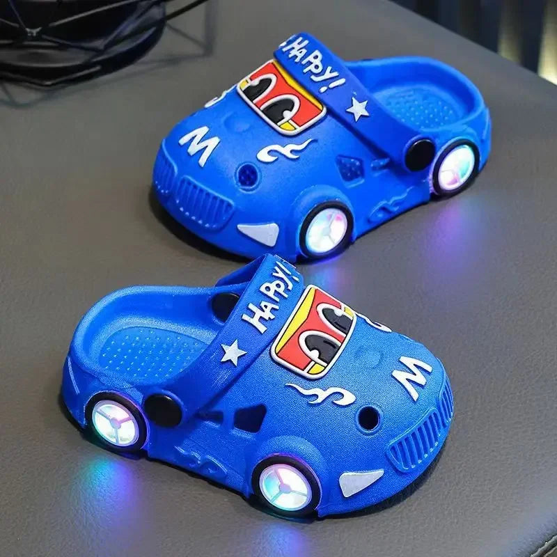 Kids Light-Up Car Clogs – Cartoon Vehicle Sandals for Boys & Girls