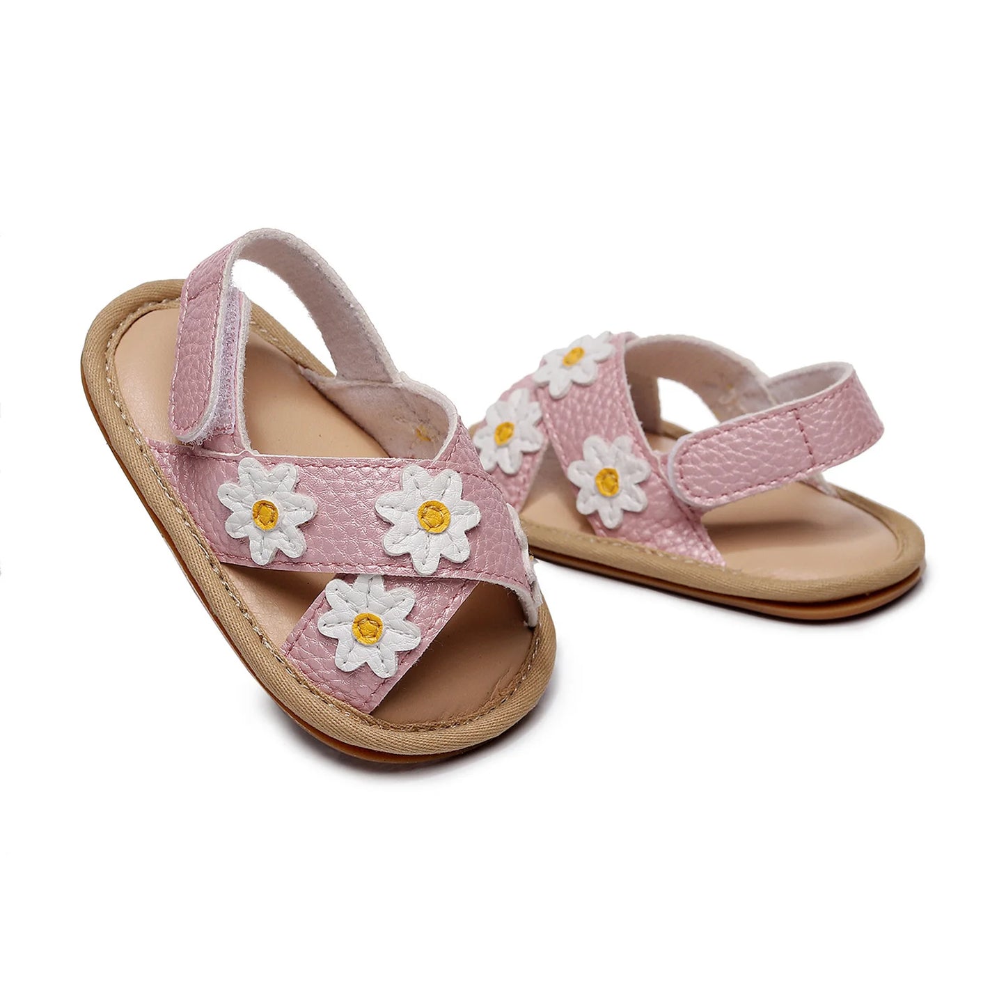 Baby Girl Daisy Sandals | Soft Sole Floral First Walker Shoes | Toddler Summer Sandals (0–24 Months)
