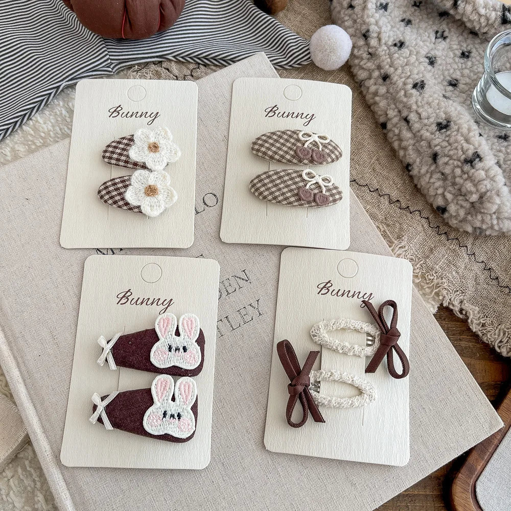Baby Girl Hair Clips Set – Bunny, Floral & Bow Snap Hair Barrettes