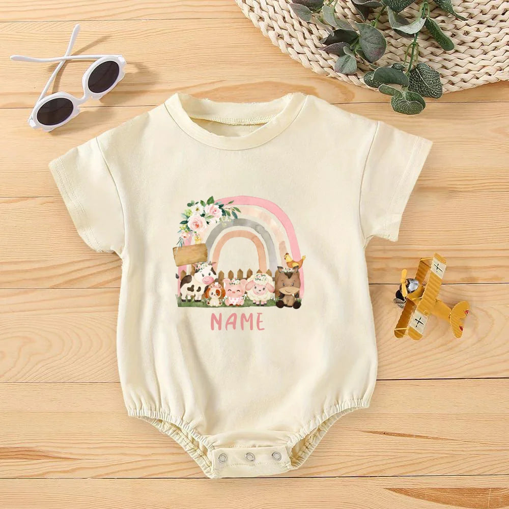 Personalized Rainbow Baby Romper – Jungle Birthday Outfit | Wild One Bodysuit for Infant Party