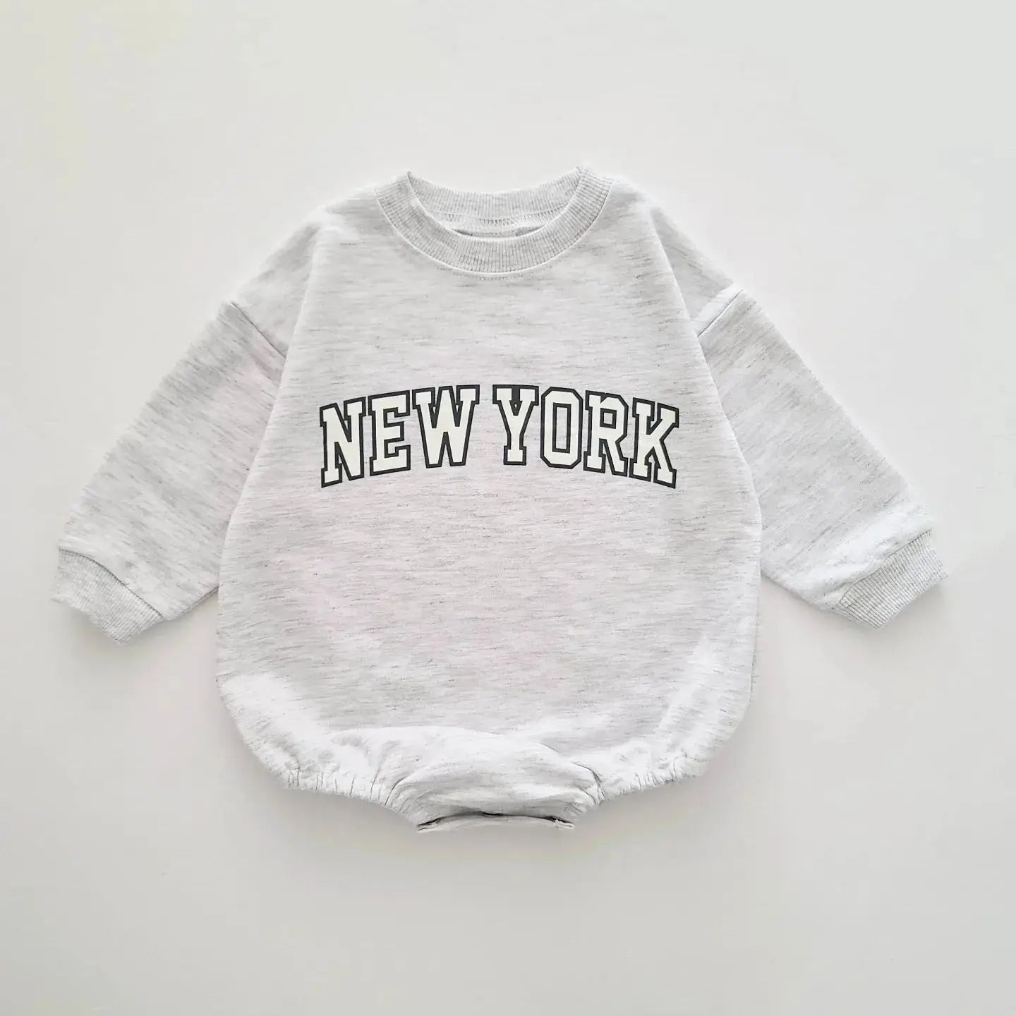 Baby New York Sweatshirt Romper | Neutral Toddler Streetwear Outfit