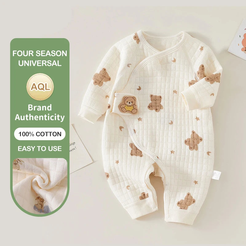 Newborn Cotton Romper Pajamas | Soft Bear Print Baby Sleepwear Onesie  | One-Pieces
