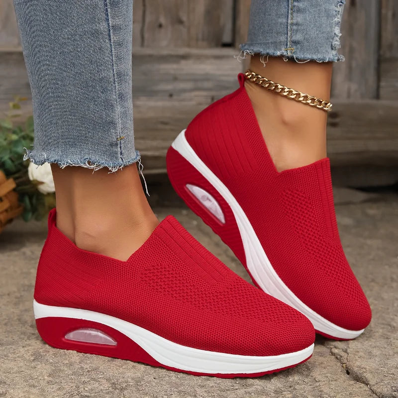 Women’s Air Cushion Orthopedic Walking Shoes – Slip-On, Breathable, and Non-Slip