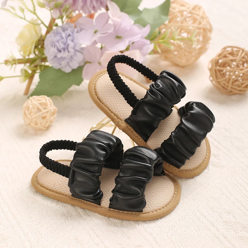 Baby Girl Ruched Sandals | Soft Sole Summer Toddler Shoes