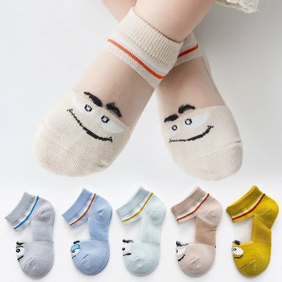 5 Pairs Kids Cotton Socks – Breathable Spring & Summer Socks for Girls and Boys