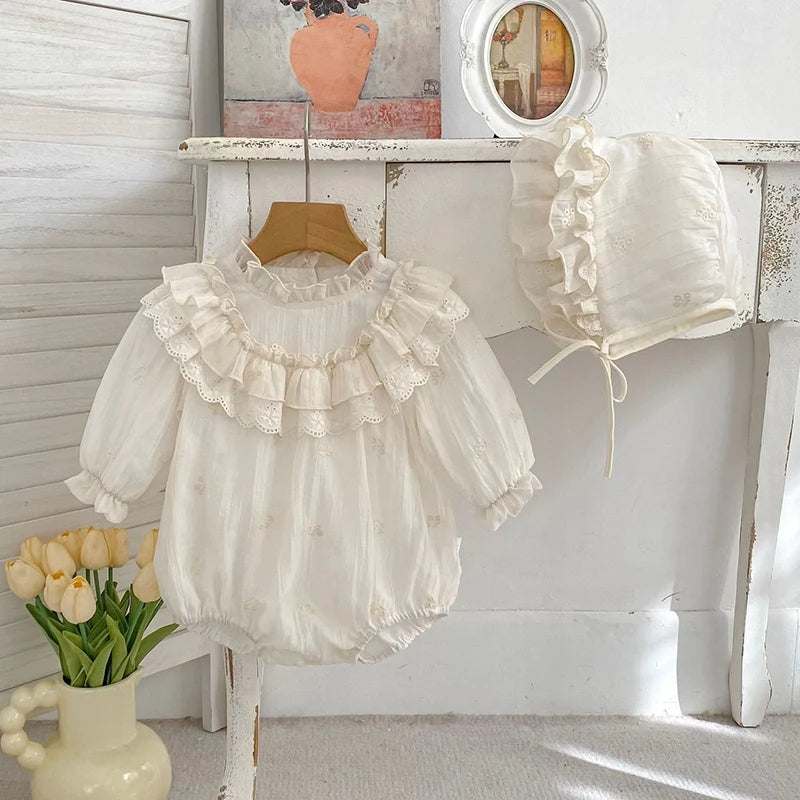 Baby Girl Lace Romper | Newborn Vintage Princess Outfit