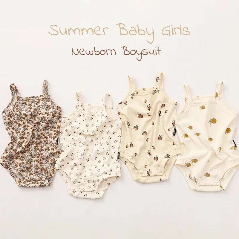 Summer Baby Cotton Romper Girls Sleeveless Fruit Pattern Good Elasticity 0-2 Years Old Jumpsuit Hot Sale