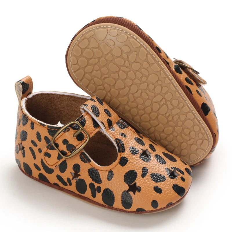 Baby Girl Leopard Print Shoes – Animal Print Soft Sole First Walkers