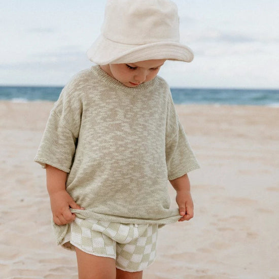 Kids Summer checked Knit Set – Checked T-Shirt & Shorts Outfit for Boys and Girls