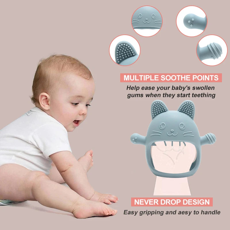 Food Grade Baby Silicone Gloves Teether Soys Pacifiers Kids Teething Toys Newborn Dental Care Gums Molar Stick Baby Items