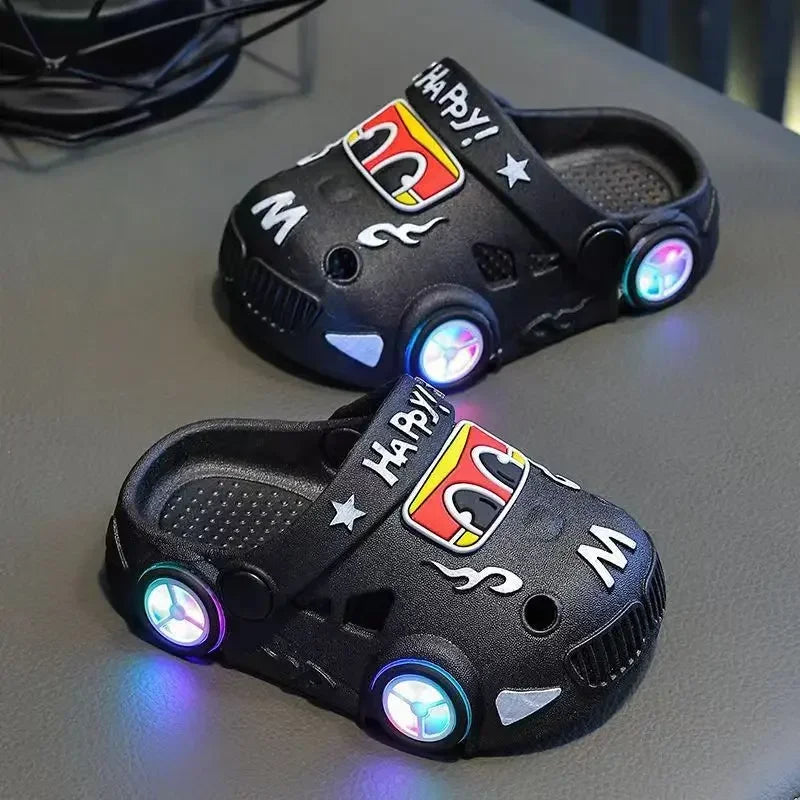 Kids Light-Up Car Clogs – Cartoon Vehicle Sandals for Boys & Girls