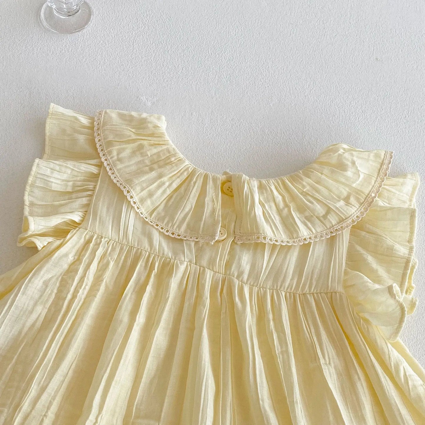 Baby Girl Yellow Dress Romper | Floral Embroidered Summer Outfit