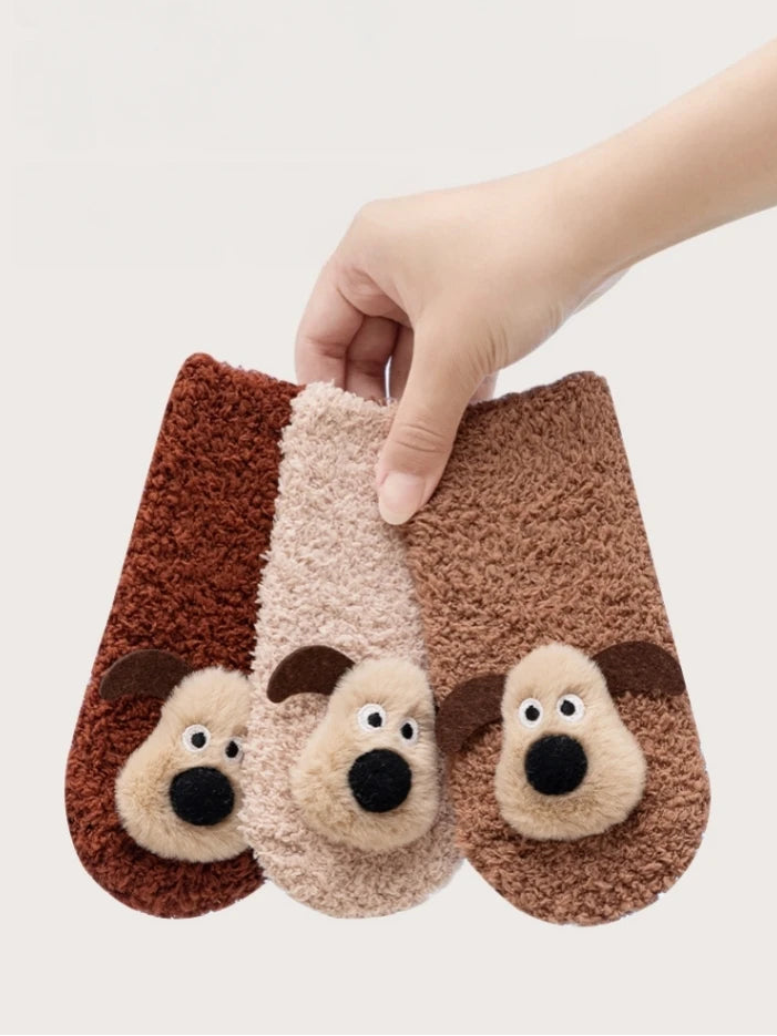 Kids’ Cozy Puppy Plush Socks