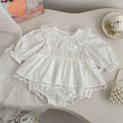 Baby Girl Lace Romper | Newborn Vintage Princess Outfit
