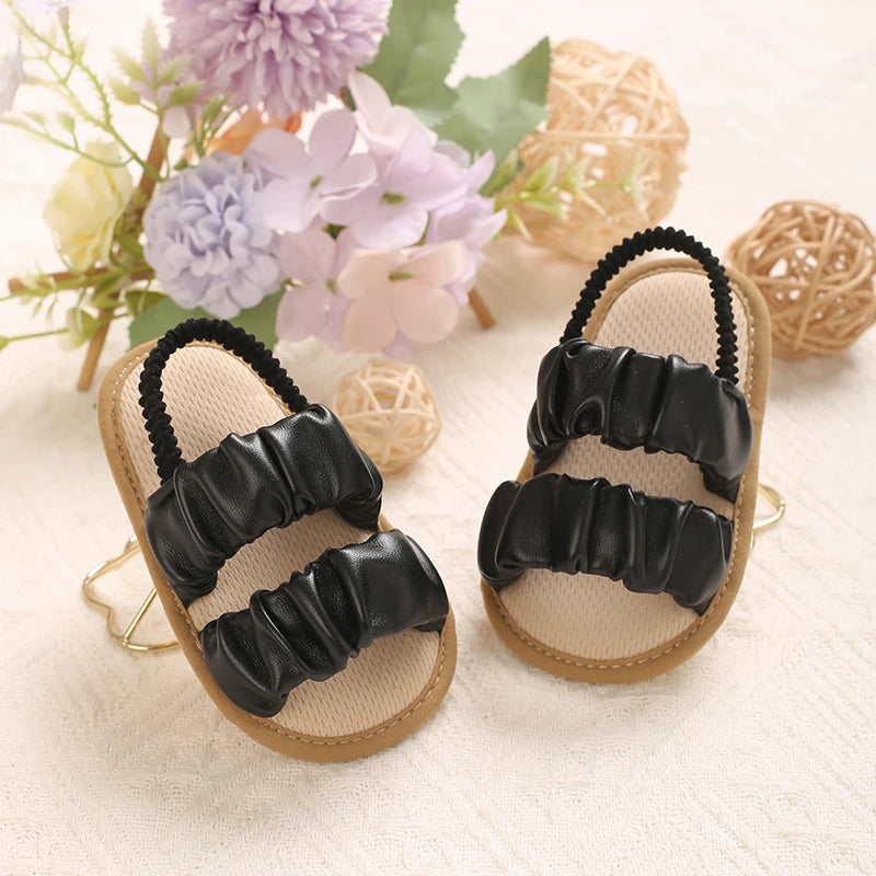 Baby Girl Ruched Sandals | Soft Sole Summer Toddler Shoes