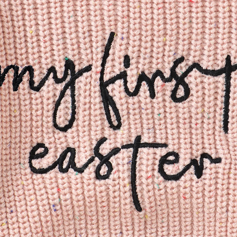 My First Easter Baby Bodysuit with Bunny Ear Hat | Knit Baby Romper Set | Newborn Easter Outfit 0-12M