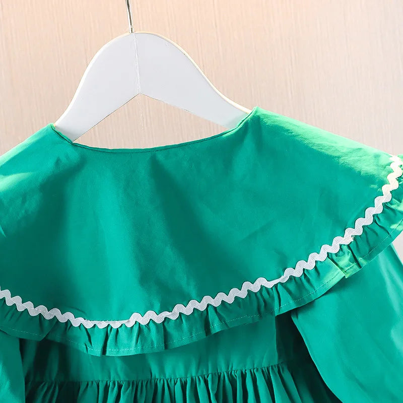 Baby & Toddler Girl Floral Collar Dress – Long Sleeve Ruffle Party Dress