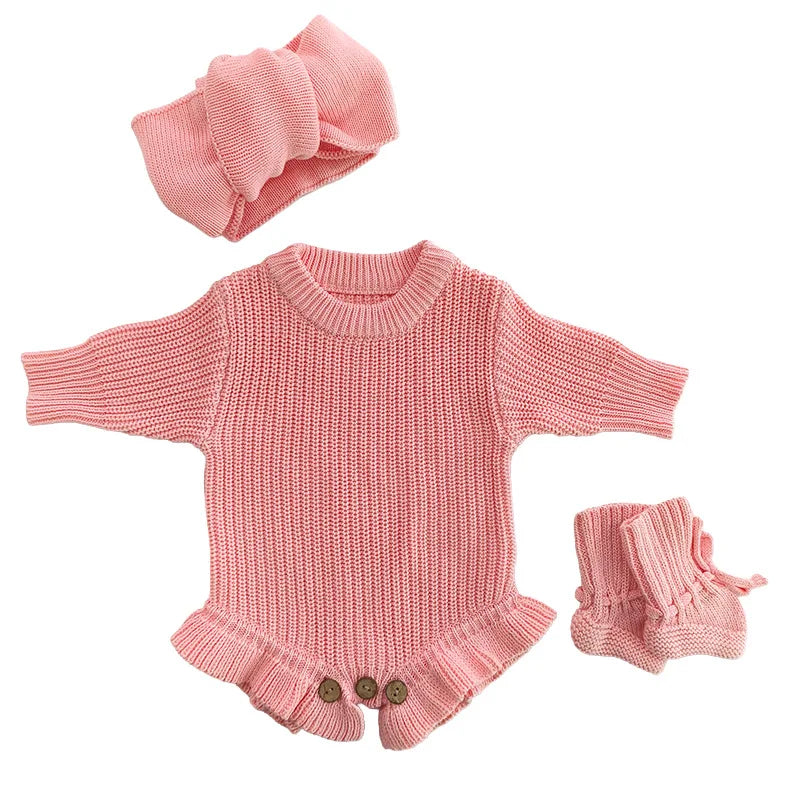 Personalized Baby Knit Sweater Romper Set with Name | Custom Newborn Outfit