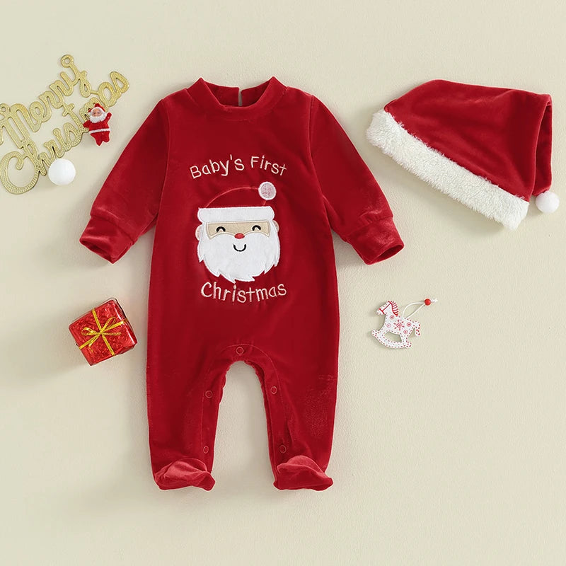 Baby’s First Christmas Santa Romper & Hat Set