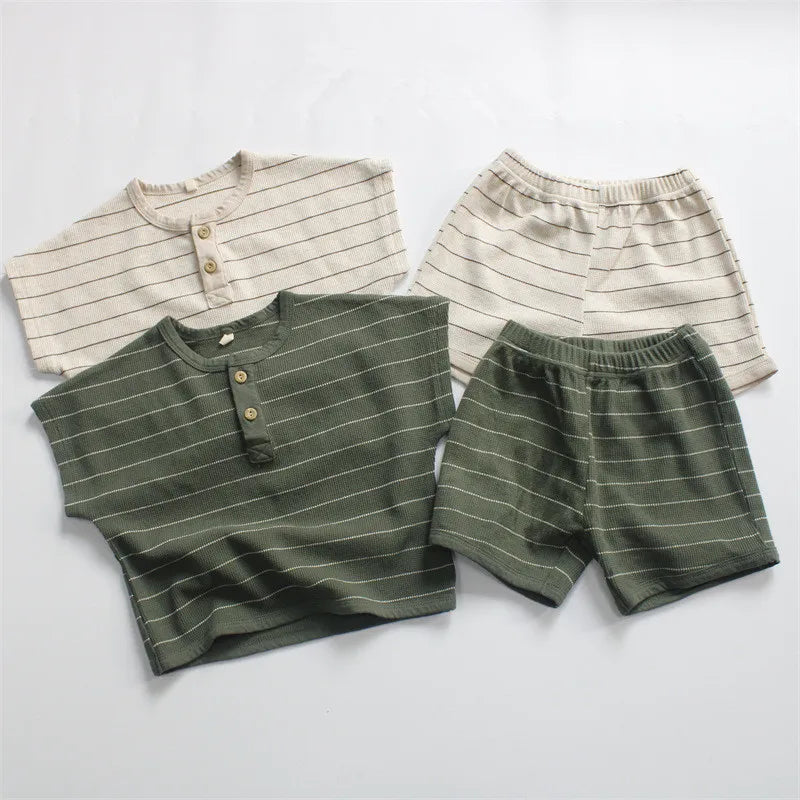 Toddler Striped Outfit Set | Baby Boy Summer T-Shirt & Shorts Set