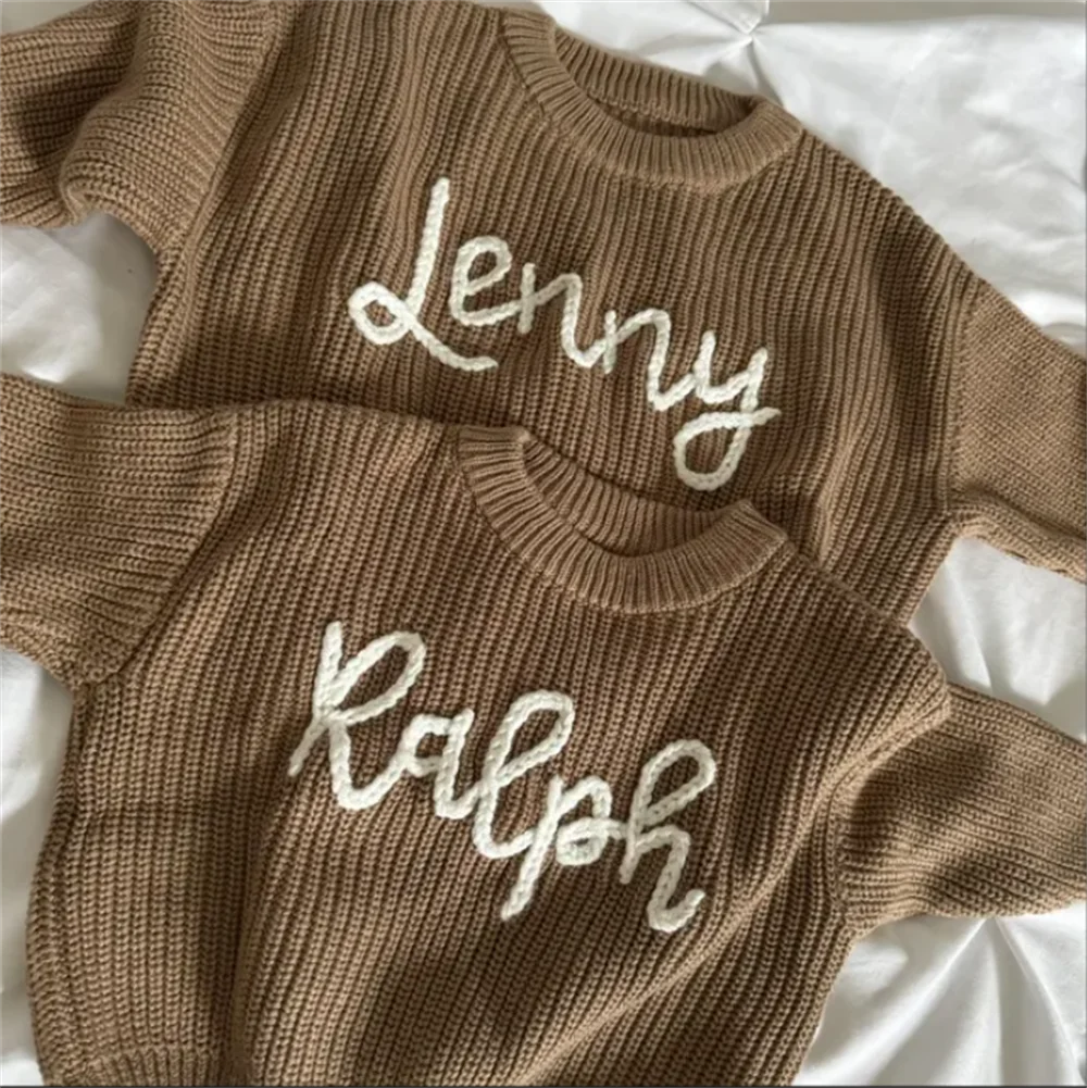 Personalized Baby Sweater with Hand-Embroidered Name & Monogram, A Precious Gift from Aunt for a Baby Girl, Kids Christmas Gift