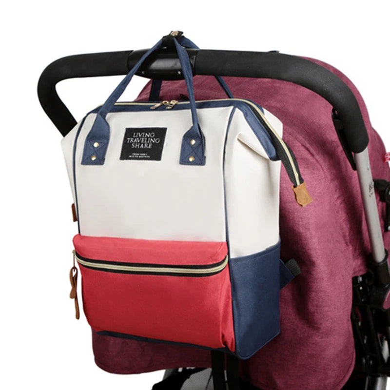 Large Capacity Canvas Mummy Bag – Baby Bottle Insulated Diaper Backpack for Travel
