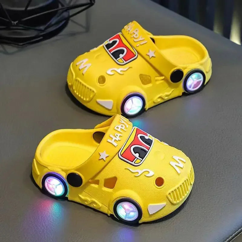 Kids Light-Up Car Clogs – Cartoon Vehicle Sandals for Boys & Girls