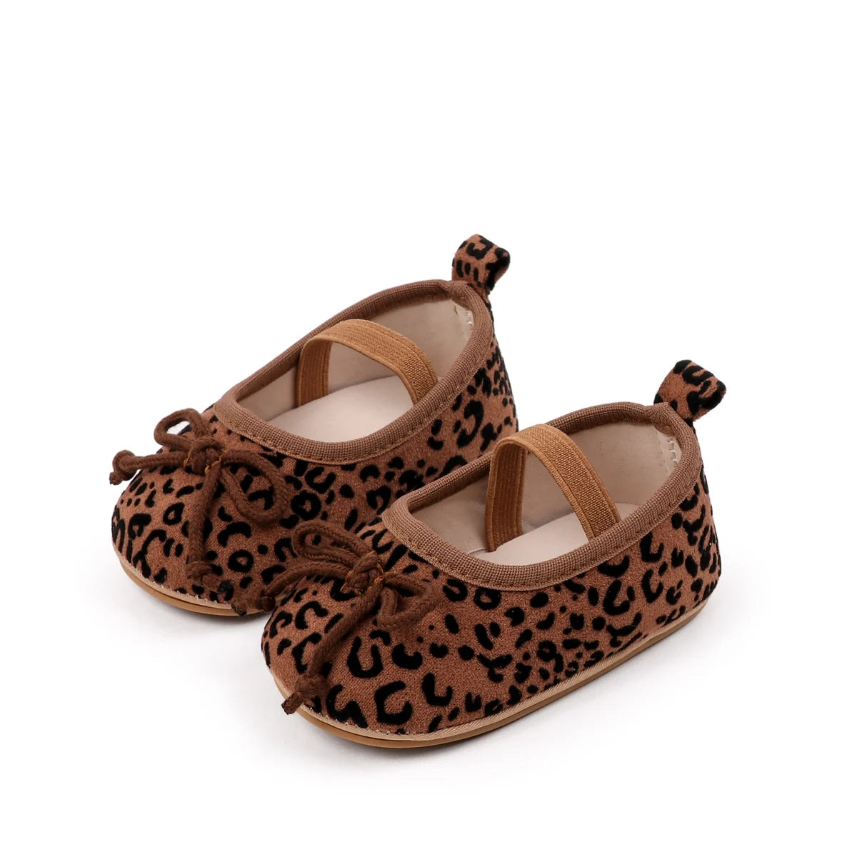 Baby Girl Leopard Print Ballet Flats – Soft Sole Bow Mary Jane Shoes