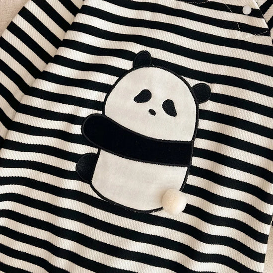 Panda Stripe Baby Long Sleeve Jumpsuit