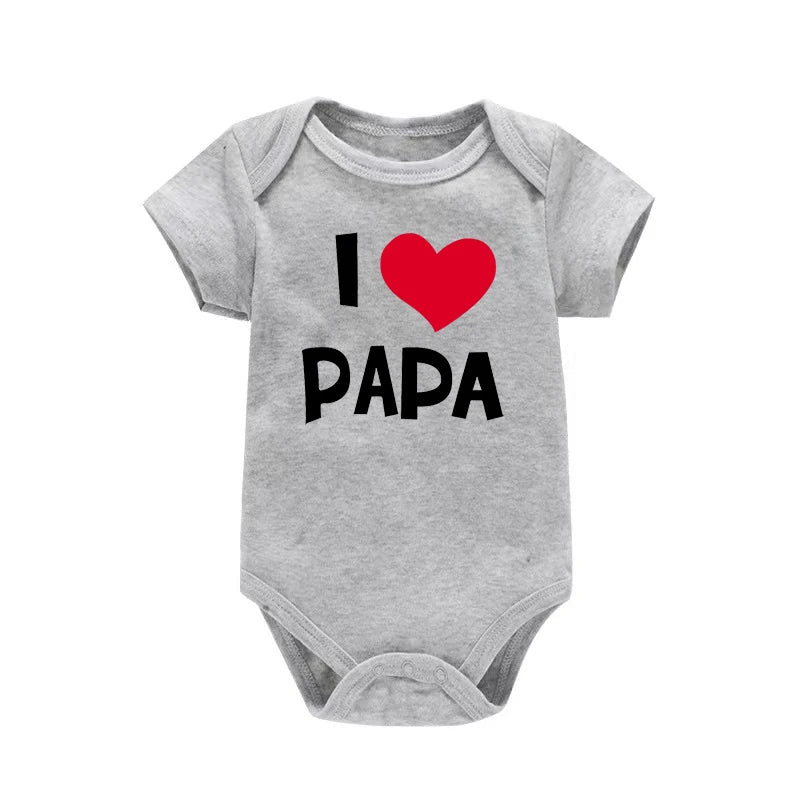 Baby Matching Onesies I Love Mama I Love Papa | Newborn Bodysuit Set | Baby Shower Gift Outfit