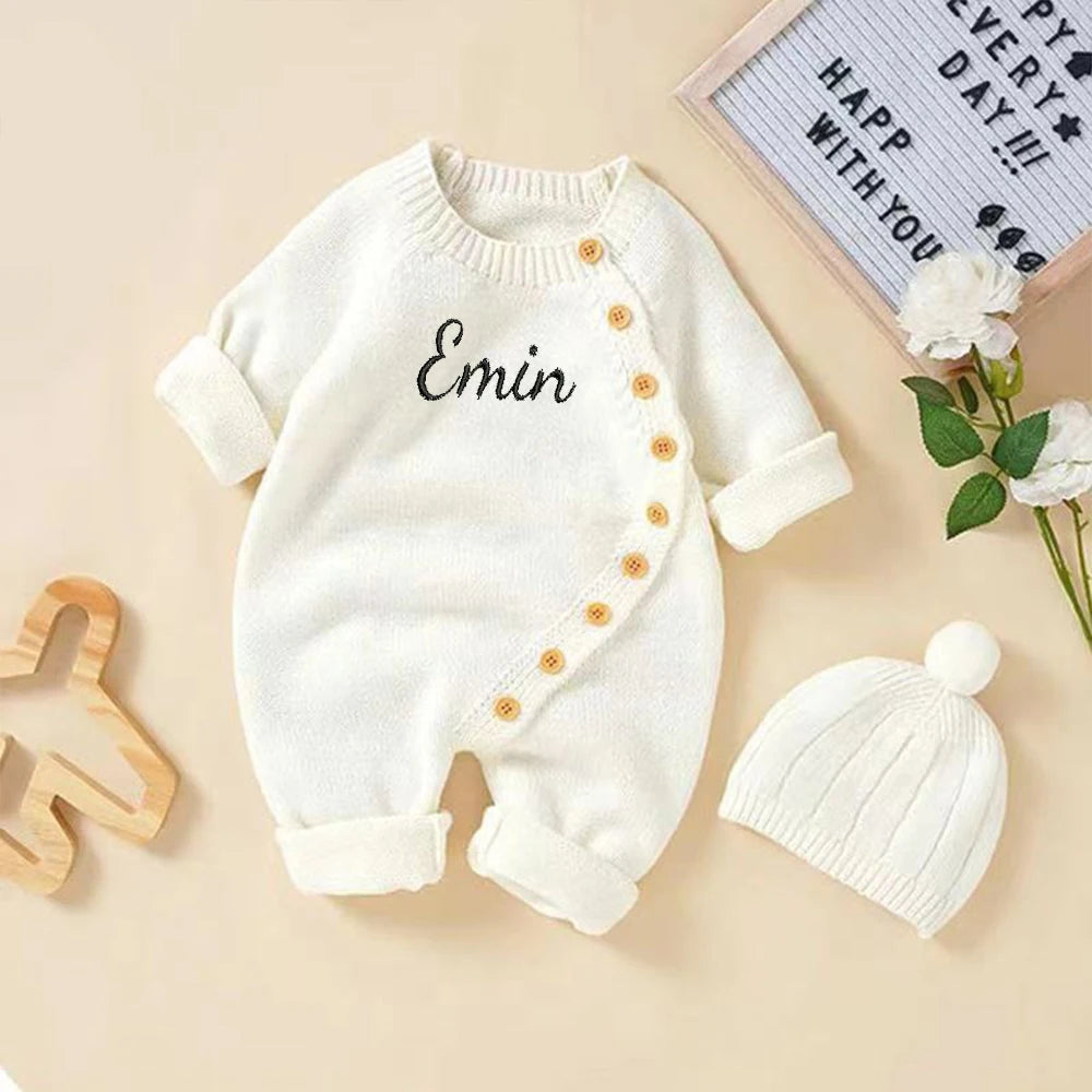 Personalized Newborn knitted romper