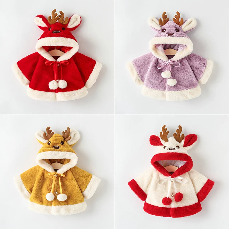 Christmas Baby Hooded Plush Coat