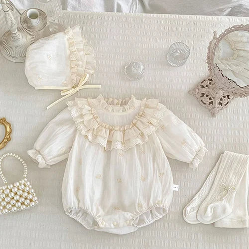 Baby Girl Lace Romper | Newborn Vintage Princess Outfit
