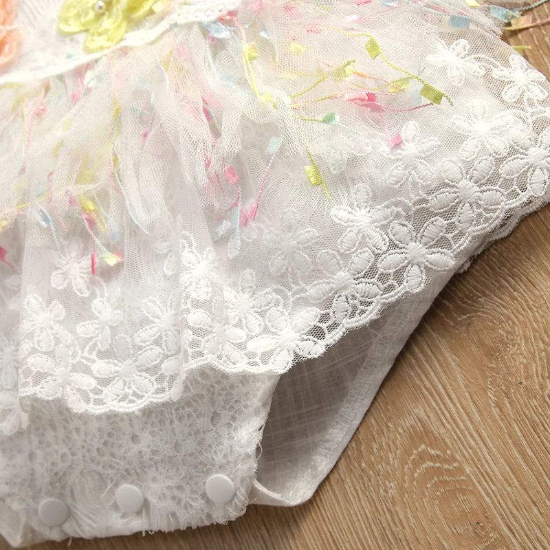 Baby Lace Romper Dress | Newborn Butterfly tussle Princess Outfit Toddler Party Dress