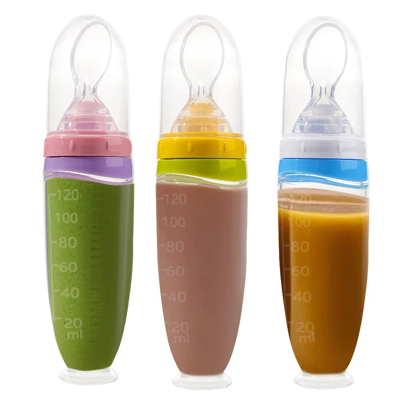 Baby Silicone Squeeze Feeder with Detachable Spoon
