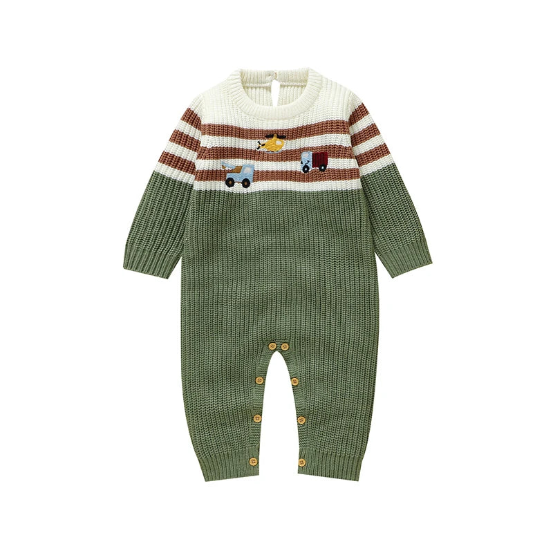 Baby Boy Knit Romper | Winter Newborn Jumpsuit Outfit