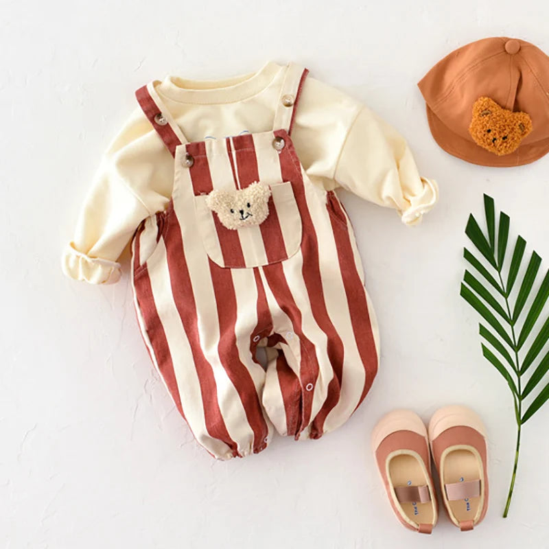 Cute Baby Overalls Romper Set | Soft Cotton Teddy Pocket Baby Jumpsuit