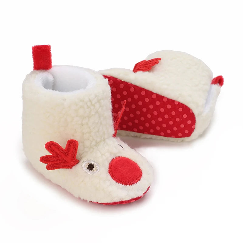 Infant Newborn Booties Santa Foot Socks Baby Christmas Boots Lovely Snowflake Santa Design Winter Warm Slippers Anti-Slip Shoes
