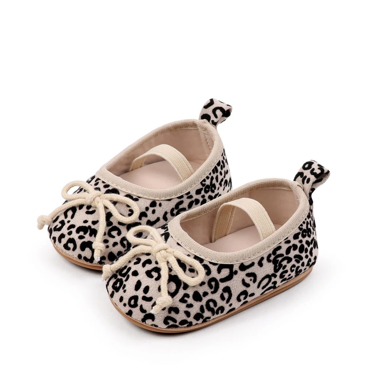 Baby Girl Leopard Print Ballet Flats – Soft Sole Bow Mary Jane Shoes