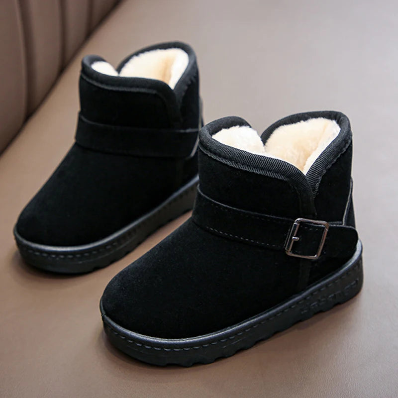 Children Snow Boots Winter Cute Warm Fashion Anti Slip Shoes Kids Boys Girls Leisure Thick Fur Platform Flat Short Boot Sneakers